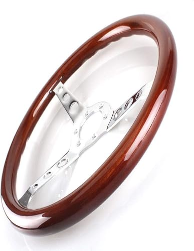 Volante de madera Top10 Racing de 15 pulgadas, estilo nostalgia clásico, con 3 soportes, remachado, agarre de madera ligero (3 agujeros de soporte)