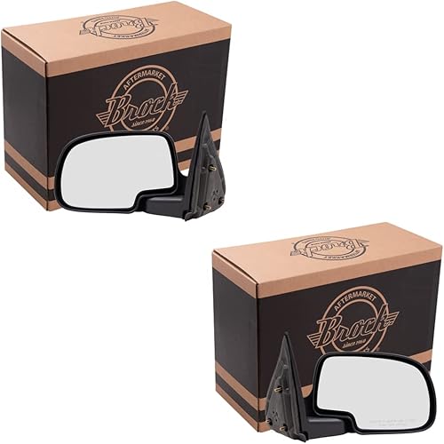 Brock Espejos manuales de repuesto para puerta lateral para conductor y pasajero, compatibles con 25876714 25876715
