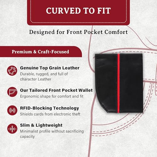 Image of ROGUE WALLET Tailored Genuine Leather Wallets - RFID Blocking, Durable & Stylish Front-Pocket Comfort - Holds 6-8 Credit Cards, ID Window, Extra Storage Pockets & More (Redline)