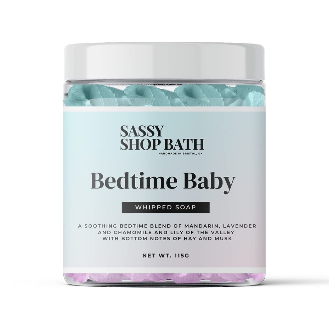 Sassy Shop Bath - Whipped Soap, Bedtime Baby - Cleanse and Nourish the Skin, With Uplifting Fragrance - Gentle and Suitable for all Skin Types - Vegan Friendly - 115g
