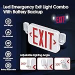Led Combo Emergency Exit Sign Light with Two Adjustable Head Lights and Backup Battery Exit Light,US Standard Red Letter Commercial Emergency Exit Lighting,UL 924,AC120/277V (4Pack) - Image 3