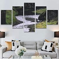 SIGNWIN 5 Panel Canvas Wall Art Between Valleys for Home Decorations Ready to Hang - 60