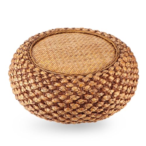 Natudeco Tatami Floor Pillow Japanese Floor Seats Rattan Floor Cushion Breathable Floor Sitting Pillow Comfortable Round for Balcony Straw Mat Yogo Meditation Living Bedroom