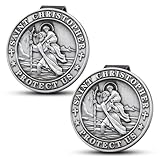 2PCS St Christopher Medal for Car, Saint Christopher Medal, Guardian Angel visor Clip, Catholic Gifts, Visor Clips for Cars, Gifts for Friends, Loved Ones and New Drivers