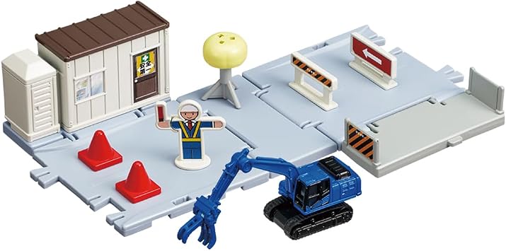 Takara Tomy Tomica Tomica Town Road Construction Site with Tomica & Scenery Parts Mini Car Toy, Ages 3 and Up