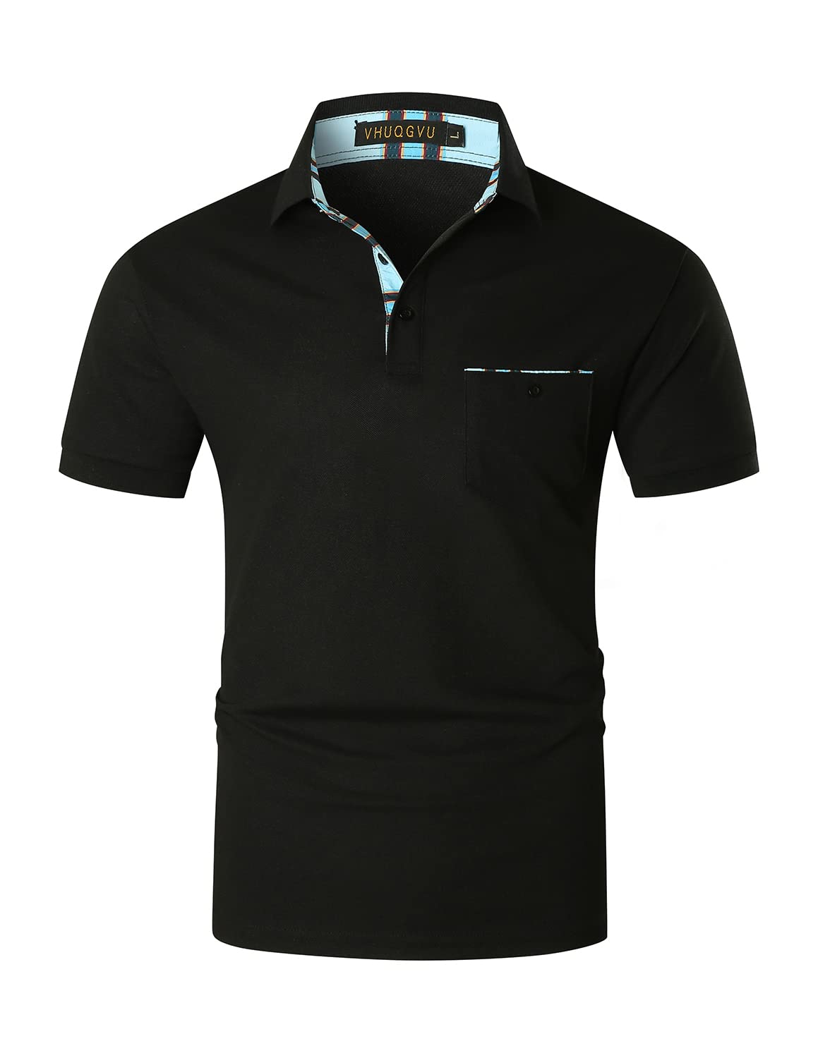 VHUQGVU Polo Manga Corta Hombre Camiseta Patchwork a Cuadros Casual Color sólido T-Shirt