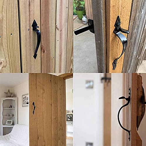 Thumb Gate Latch For Wooden Fence, Self Closing Gate Fence Latch With Decorative Handle, Heavy Duty Door Latch Gate Lock Hardware Kit For Outdoor Garden, Pool, Metal Gate, Vinyl Fence, Black Finish #TOP5