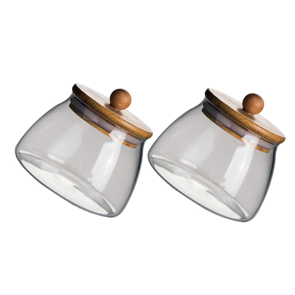 NUOBESTY Barattoli Coperchio in Bambù 2 Pezzi in Vetro Borosilicato per Conservazione Alimenti senza Odore per Snack e Gioielli