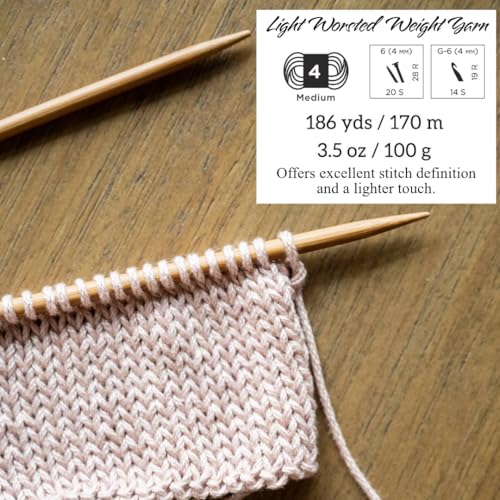 Lion Brand Yarn, 24/7 Cotton Mercerized Lightweight Yarn for Knitting, Crochet, and Crafts, Blue Grey, 1 Pack, 186 Yards of Natural Fiber for Breathable Tops, Durable Bags, and Easy-Care Dish Cloths