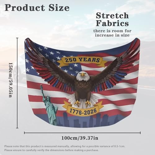 Image of Renewold 250th Anniversary USA Car Hood Cover Protector Hood Covers for Cars Spring Fall Summer Winter Hood Wrap Blanket Women Men Automotive Exterior Accessories Decor for Most Sedan Small SUV Truck
