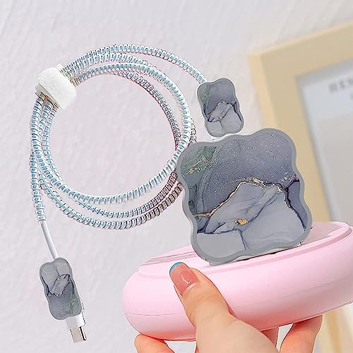 Image of Silicone iPhone Charger Case,Accessories,Protective Case for 18W 20W iPhone 14 13 12 11 Pro Max Fast Charging Cable Adapter Charger, Cute Lightning Data Cable Case for iPhone Charger,(Grey)