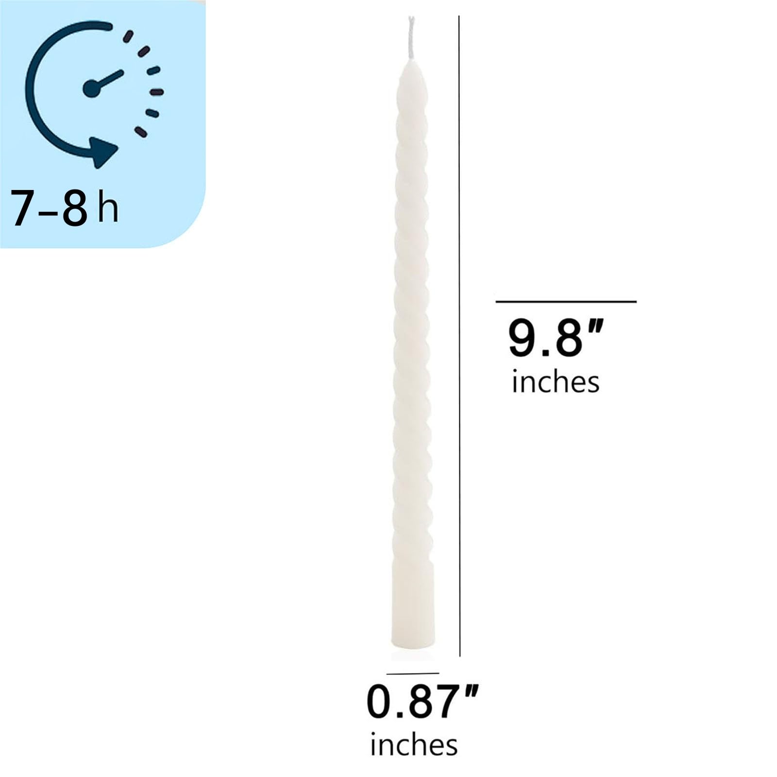 6 Pack White Spiral Candlesticks,Dripless Taper Candles 10 Inch Unscented 8 Hours Long Burning Tall Candlesticks, Ideal for Easter,Christmas,Weddings,Dinner Parties