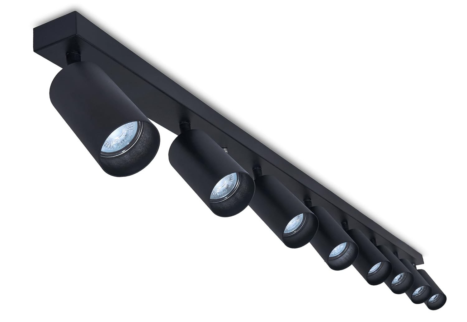 Anbauleuchte Viki - Aufbauleuchte Wand und Decke - Aufbaustrahler GU10 - Aufbauleuchte Strahler Lampe x8 - Deckenstrahler aus Metall - Schwarz, 1400 x 164 x 60 mm