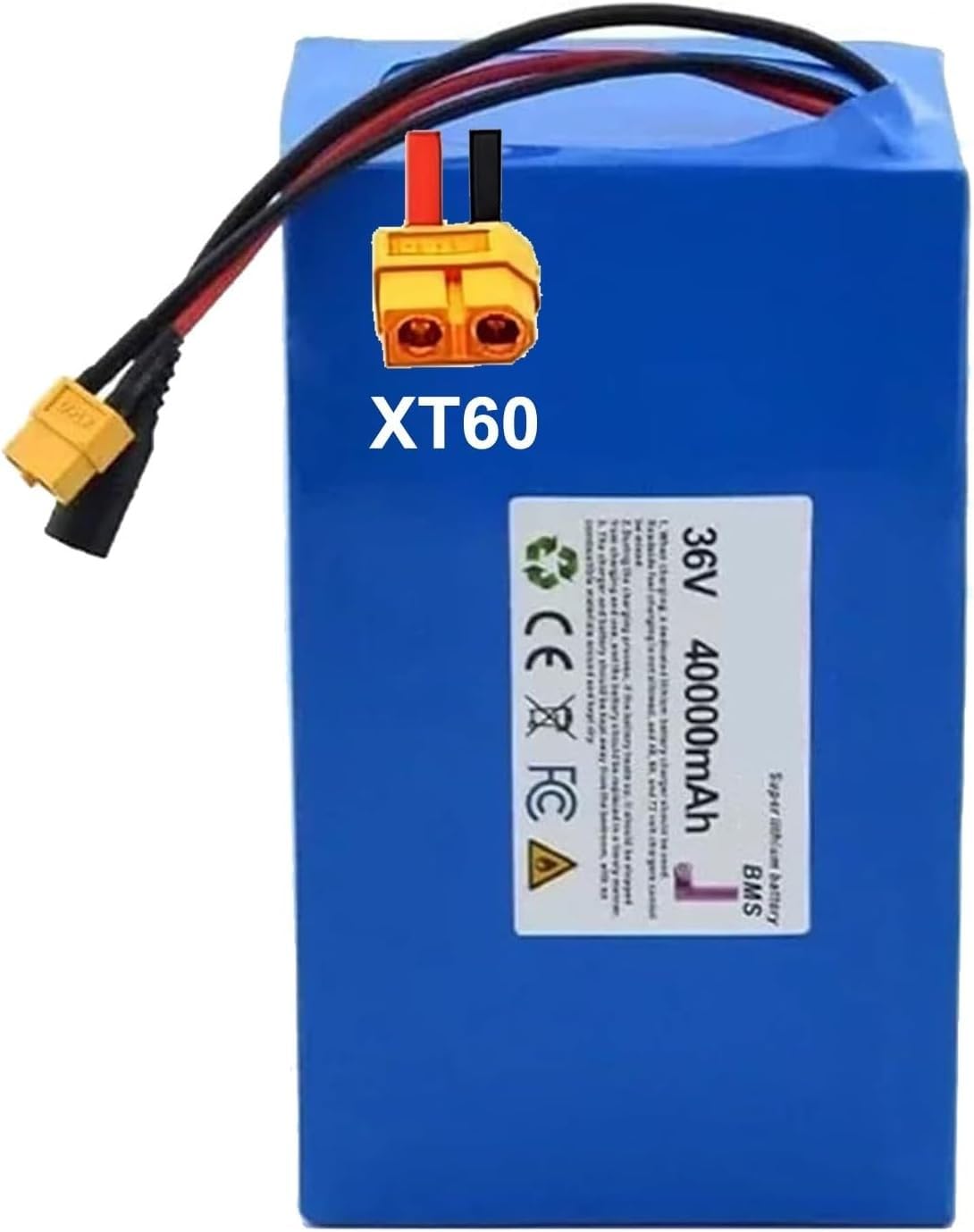 Batteria per e-Bike da 36 V 40 Ah 10S5P, con BMS Integrato e Caricabatterie di Ricambio, Compatibile con Motori per Biciclette elettriche da 100 W a 500 W. XT60