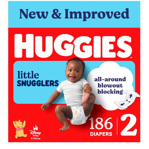 Image of Huggies Little Snugglers Diapers Size 2, 186 Count (3 Packs of 62) | Blowout Protection, Leakproof Protection, Luxury Softness, FastAbsorb System, Hypoallergenic, Fragrance Free