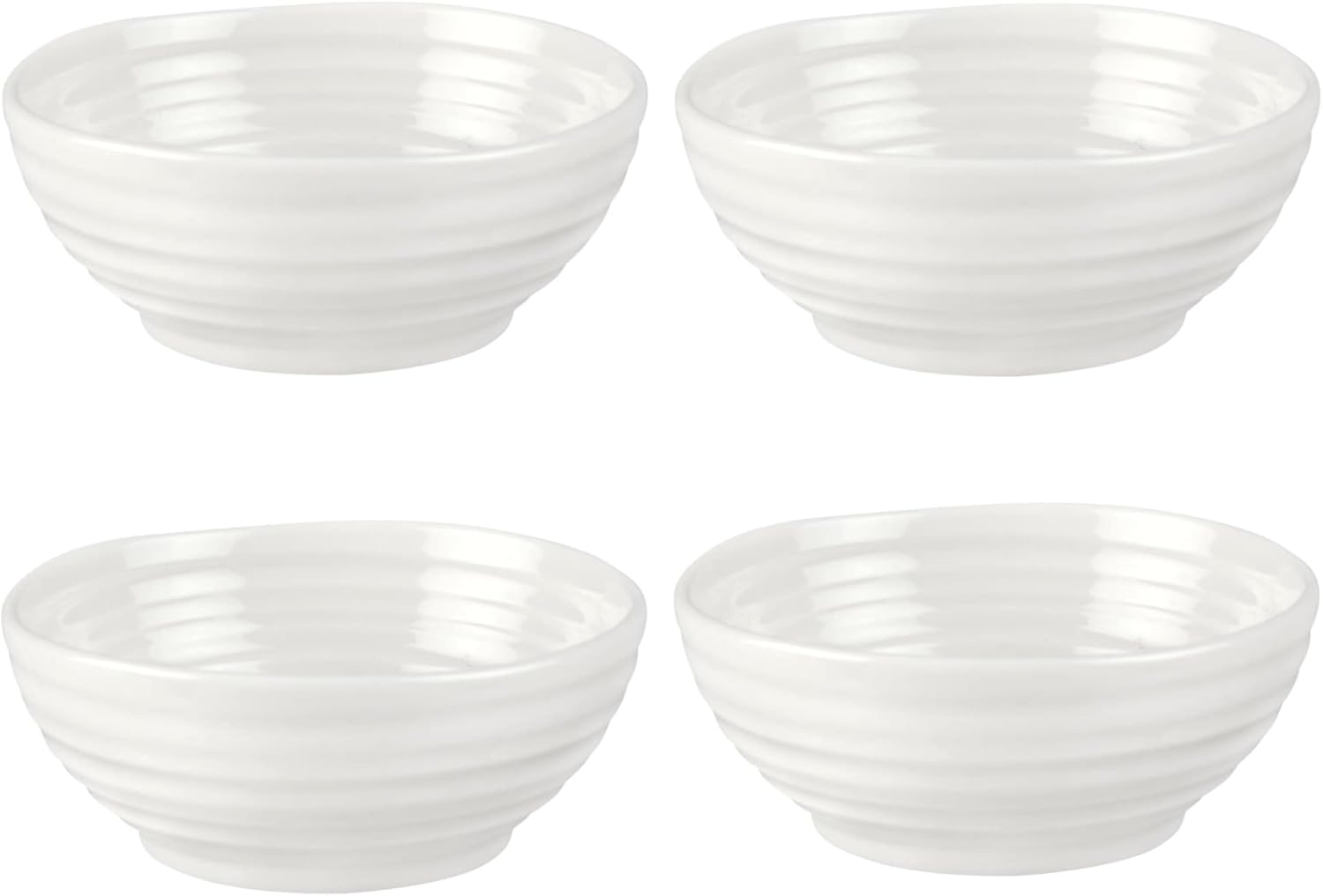 Portmeirion Sophie Conran Low Dipping Bowls | Set of 4 | Small Serving Soy Sauce Dishes | 3.25 Inch | Made from Fine Porcelain | Microwave and Dishwasher Safe