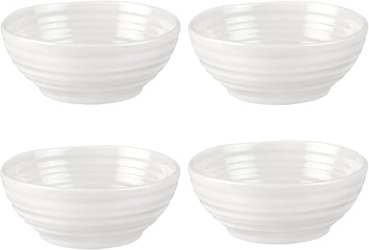 Portmeirion Sophie Conran Low Dipping Bowls | Set of 4 | Small Serving Soy Sauce Dishes | 3.25 Inch | Made from Fine Porcelain | Microwave and Dishwasher Safe | 3.25" Fine Porcelain Serving Bowls for Dips, Sauces, Condiments, Snacks & Sides, Microwave, Dishwasher, Freezer & Oven Safe
