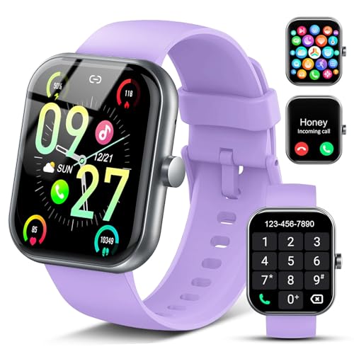 Image of Smart Watch for Men Women (Answer /Make Call), 1.83 inch HD Touchscreen Fitness Tracker, 110+ Sport Modes, Fitness Watch with Heart Rate /Sleep Monitor /Step, IP68 Waterproof Smartwatch for Android,Purple