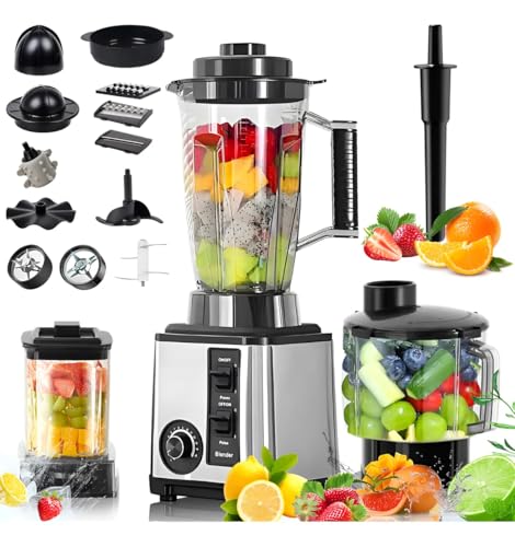 Opiniones de procesador de jugos los 10 mejores. 46 Licuadora 9500W, Licuadora Profesional 10 en 1, Extractor de Jugo con 3 Contenedores (3L, 1.5L, 0.8L), Licuadoras de Alta Potencia,Blender Multifuncional para Carne, Nueces,...