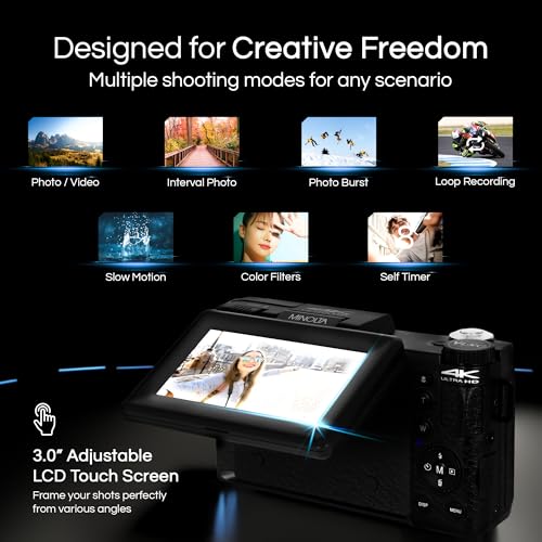 image for Minolta 64MP 4K60FPS VLOG Camera Kit – Digital Autofocus Camcorder w