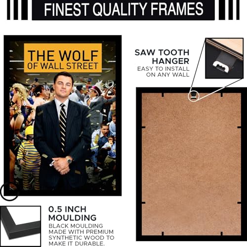Image of BLINKART Thewolfwallstreet(2013) Movie Poster Frame 12x18 Inch | Premium 300 GSM Paper Wall Print | Mid Century Vintage Film Artwork for Home, Bedroom, Living Room, Office | Framed Photo Decor