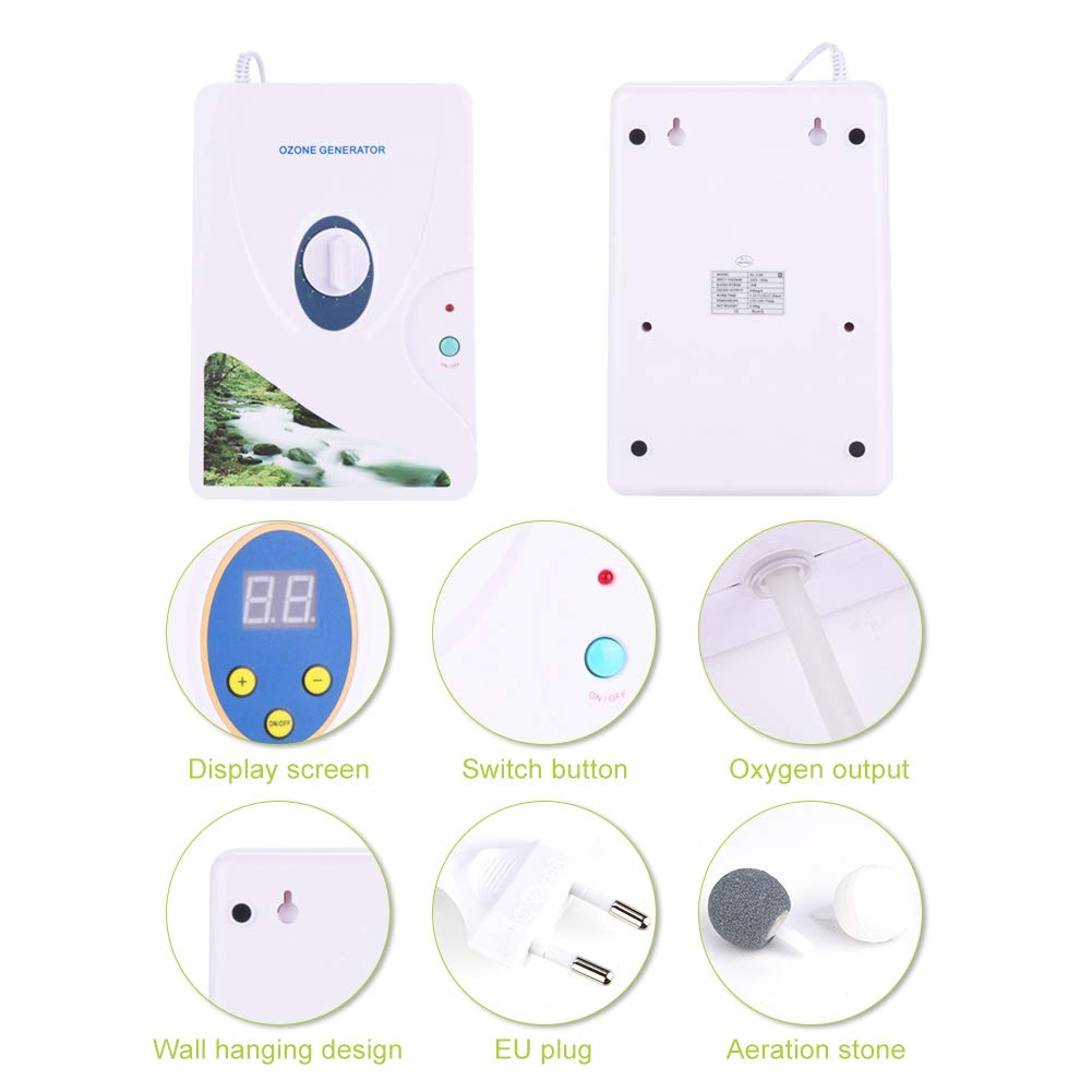 Purificador de aire con generador de ozono de 600 mg/h para agua, verduras, carne y tratamiento de habitaciones: ozonizador con control de perilla y diseño de montaje en pared