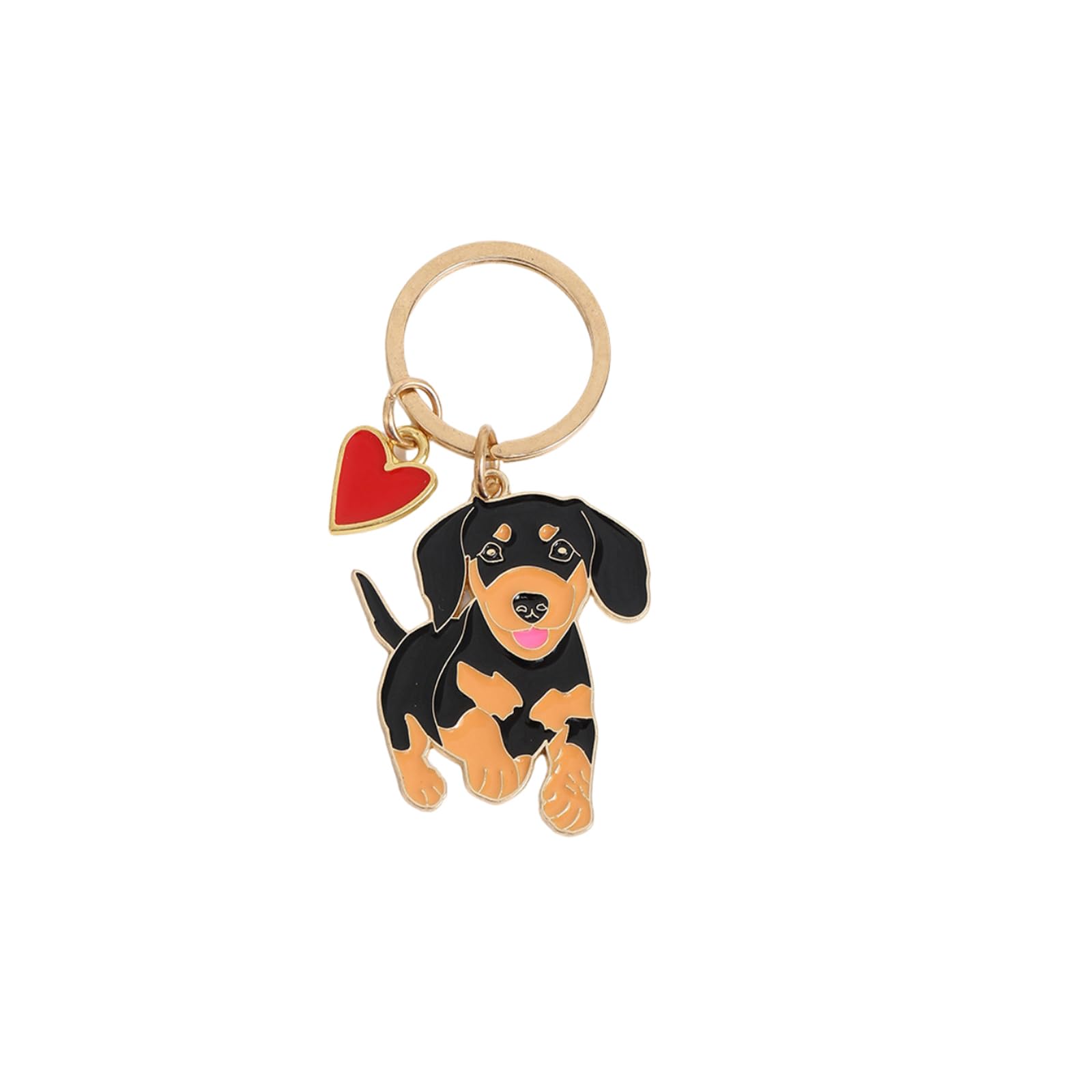 BT Bear Dog Keychain,Dog ID Tag Cute Metal Dog Keychain Keyring Keyfob Bag Charm (Dachshund Gold)