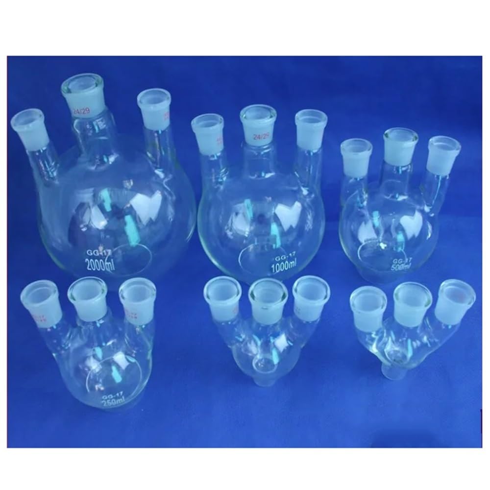 Pallone a fondo tondo a tre colli 24/29 da 2000 ml con, collo corto, bocca smerigliata standard Attrezzature da laboratorio