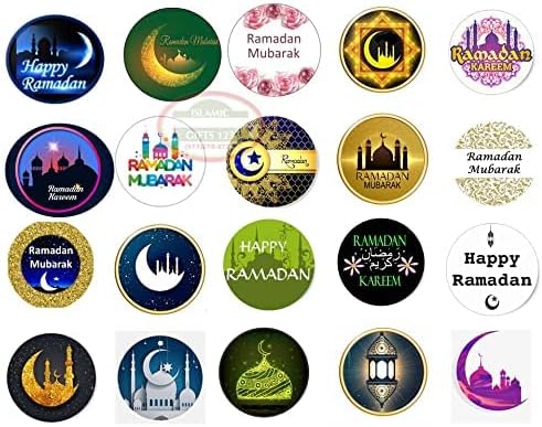 Ramadan Stickers [ 200 ] Ramadan Decoration (1 INCH) Happy Ramadan Mubarak Ramadan Stickers Sheets Eid Favors Eid Decoration Ramadan Sticker Favors Wholesale Islamic Gifts 123 (200)