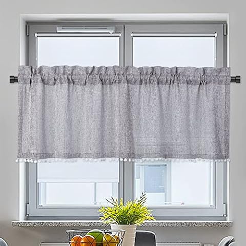 Cortinas transparentes de cocina con borla de bola de nieve Cover