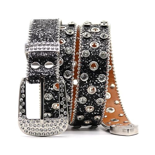 Generic Women's Faux Leather Belt Buckle Metal Medium Bling Mardi Gras Disco Metal Buckle Basic Rhinestone2