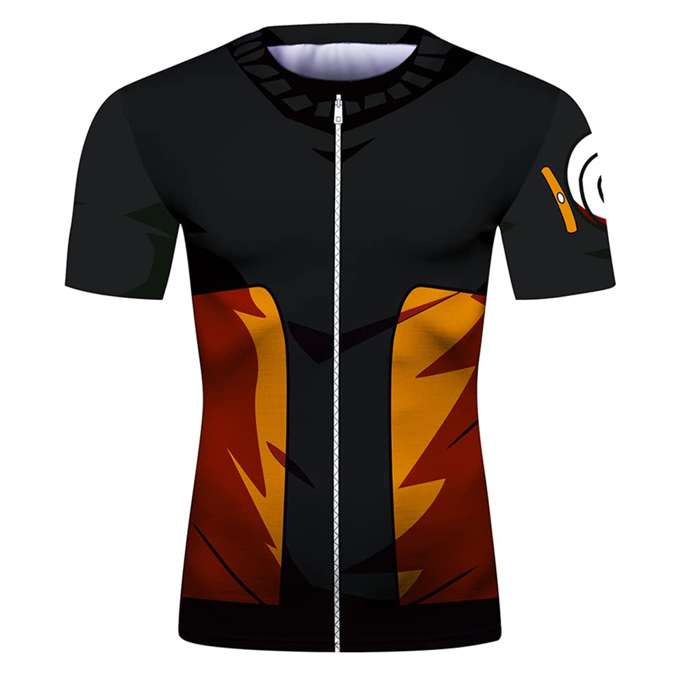 CosFitness Ninja Shirt, Shinobi Training Costume, Funny Anime Hero Cosplay Fitness 3D Skinz T-Shirt for Men, Lite Series