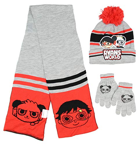 RYAN'S WORLD Kids Ryan and Combo Panda Gloves Scarf And Pom Beanie 3 Piece Set3