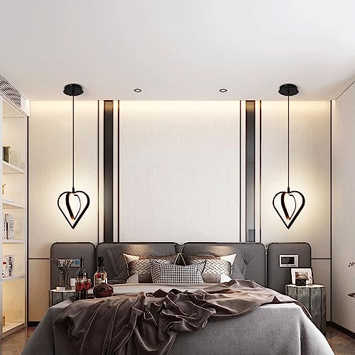 Plafonnier géométrique coeur en métal noir avec source LED 18W haut de gamme