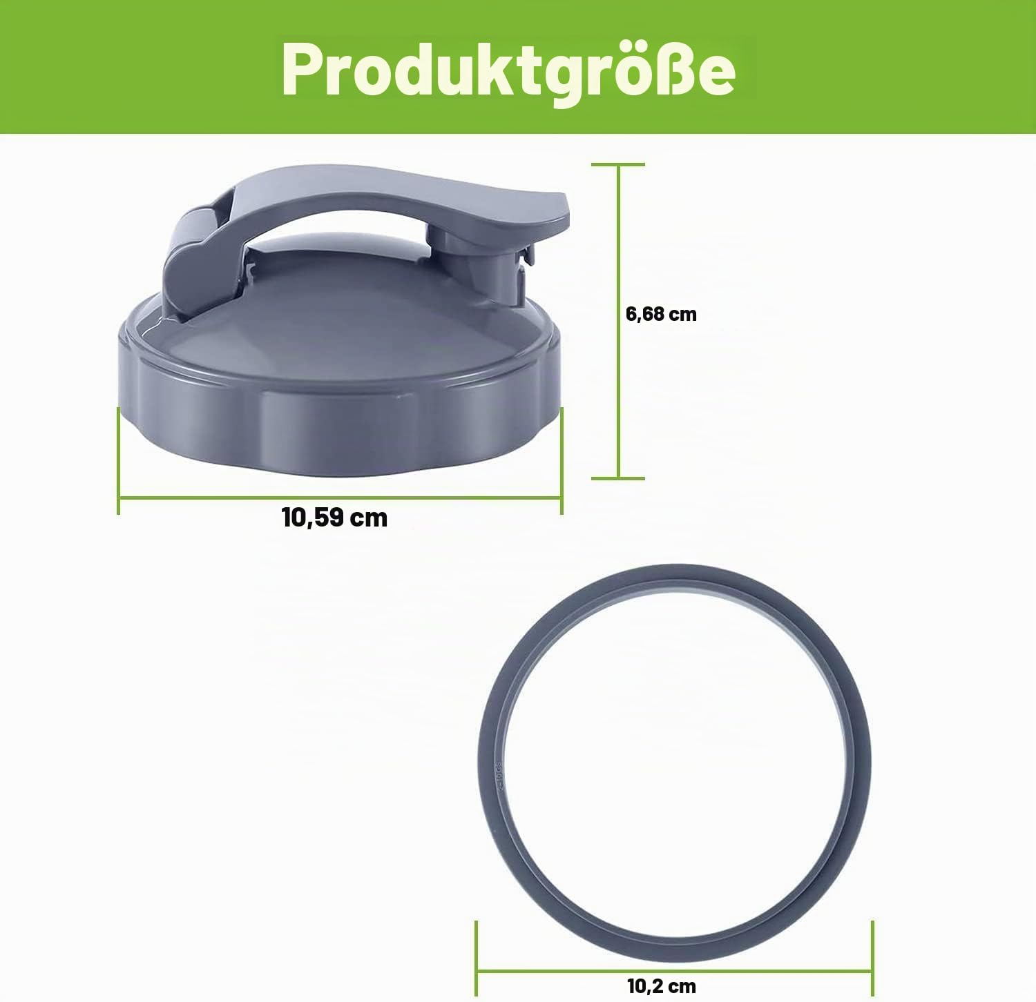 Wiederverschließbare Flip-Top Becherdeckel für NutriBullet Mixer 32/24/510.3 g Becher – Grau, Polypropylen, Spülmaschinenfest, BPA-frei