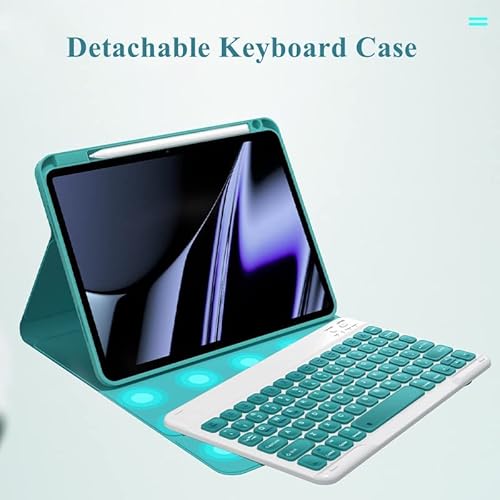 Anmengxinling Keyboard Case For Ipad 10Th Generation 2022, Magnetic Detachable Wireless Keyboard With Pencil Holder For 10.9 Inch Ipad 10 2022 Release A2696 A2757 A2777 (Mint Green) #TOP2