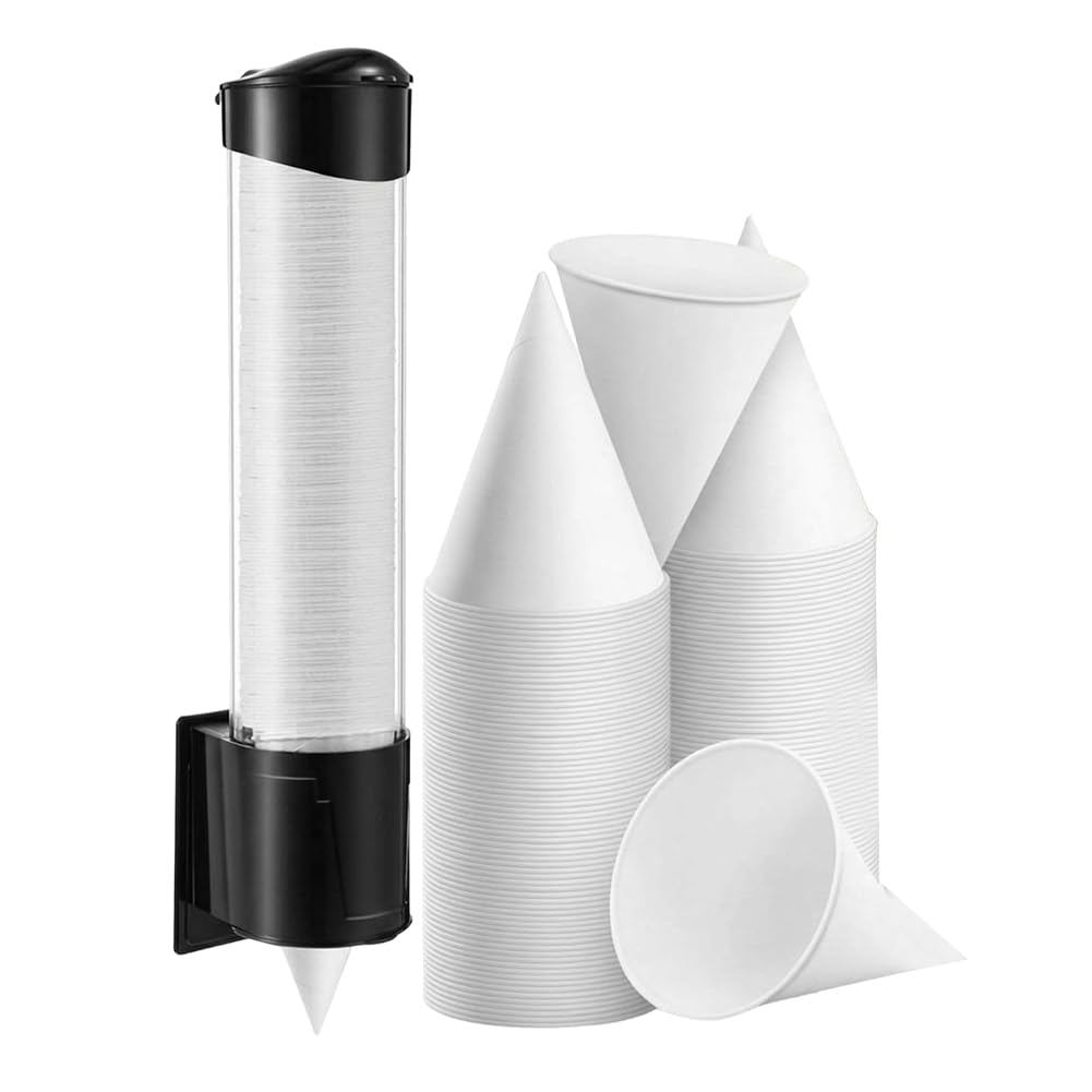 Hndhbfgrt Wall Mount Cup Holder Paper with 400 Pcs 4 Oz Snow Cone Cups Paper Thicken Disposable 1 Cups Dispenser Pull Type