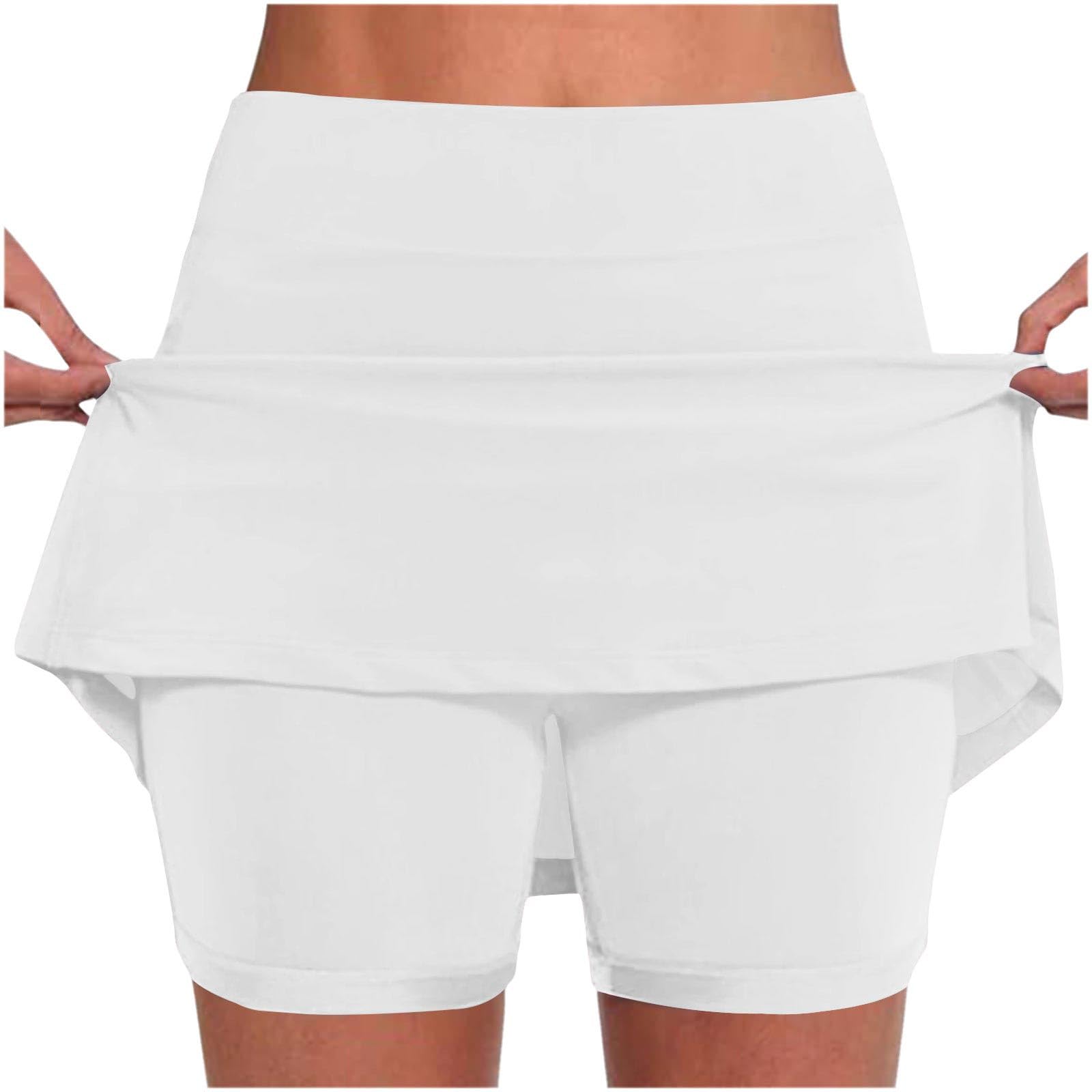 Skorts for Women Plus Size Tummy Control Legging with Skirts Casual High Waist Mini Skirts Athletic Tennis Short — view 27
