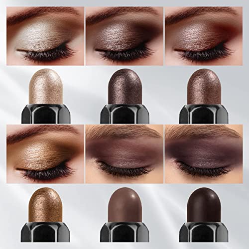 LUXAZA 6PCS Eyeshadow Stick Makeup Sets,Dark Brown Shimmer Eyeshaow Pencil, Long Lasting Metallic Eye Shadow,Eye Brightener Stick Pencil Crayon, A02-Taupe Mauve — view 5