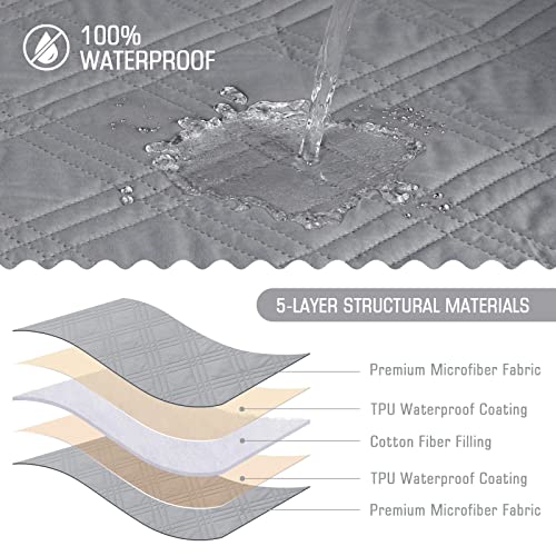 Taococo Waterproof Sectional Couch Covers L Shaped Sofa Covers Chaise Lounge Cover 3Pcs Reversible Sofa Covers For Sectional Sofa Pet Kids Furniture Protector With Elastic Straps(Large, Gray) #TOP3