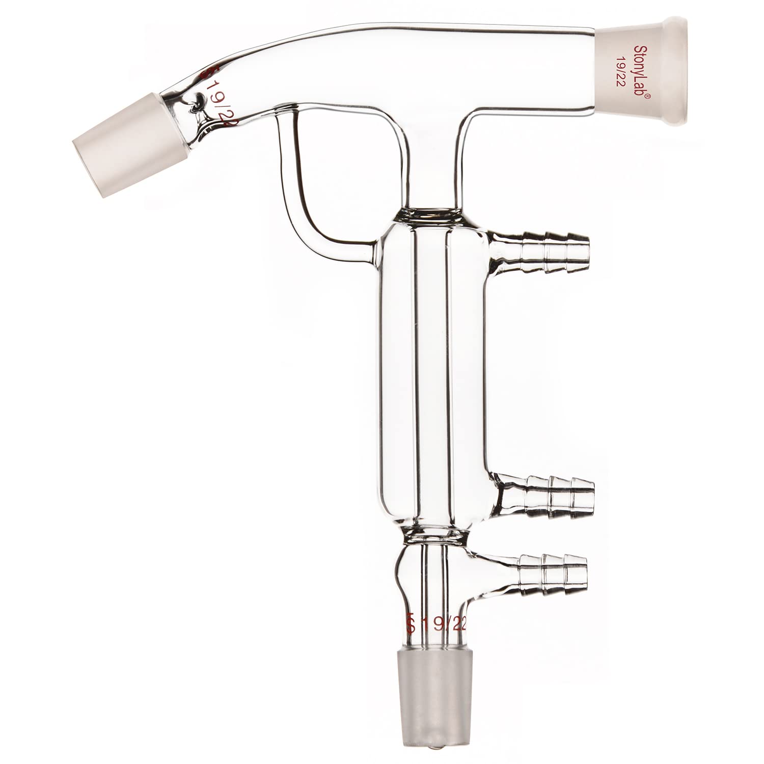 stonylab Cabeza de Destilación de Vidrio de Camino Corto, Vidrio Borosilicato Short Path Aparato de Destilación con Joint 19/22 y Mangueras, para Laboratorio