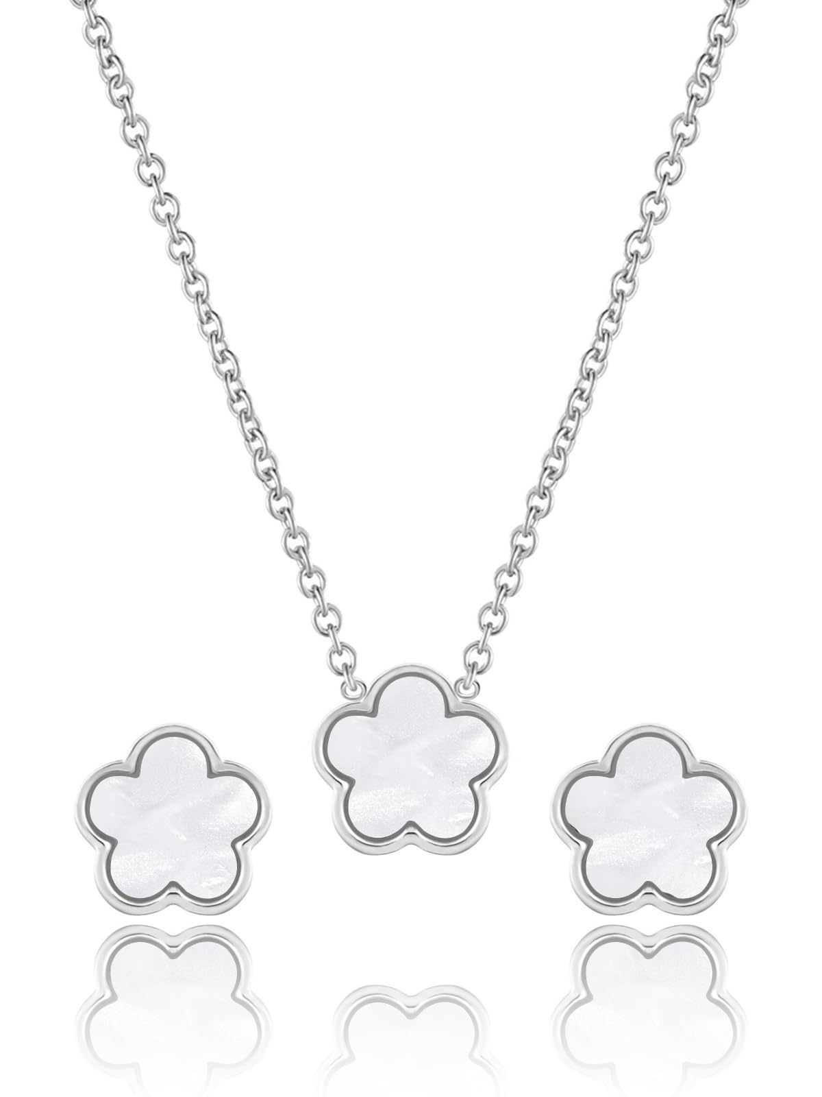 Joyería de oro de 14 quilates con flor de la suerte y pendientes de trébol exclusivos 2