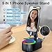 AKLLCCR Wireless Induction Audio Bluetooth Speaker 5in1 Phone Holder Emergency Rechargeable (3000mAh) with Colorful Ambient Light 300° Foldable for Tablet iPhone Android, Gifts for Men Women (Black)