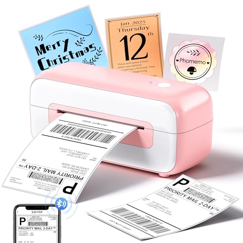 Imprimante étiquettes thermiques bureau 4x6 rose compatible Shopify et Amazon