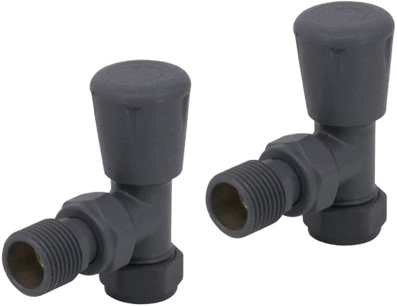 NRG Modern Angled Manual Valve 15mm Anthracite Towel Rail Designer Radiator Valve Central Heating Taps One Pair