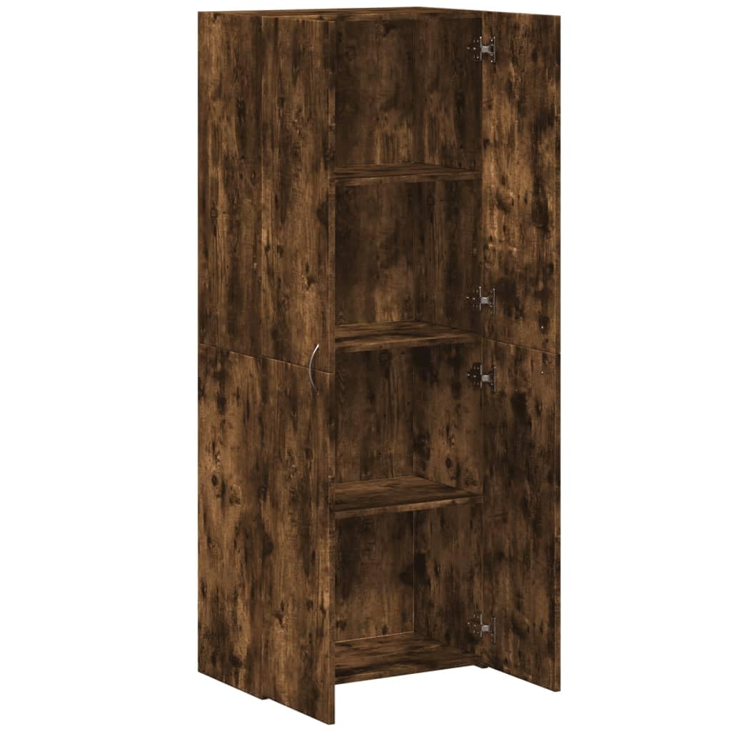 Brokky Schedario Rovere Fumo 60x32x153 cm in Truciolato-Cassettiera,Mobiletto da Ufficio con Serratura,Regolabile per Cartelle Sospese,Superficie Testurizzata,per Ufficio,Studio