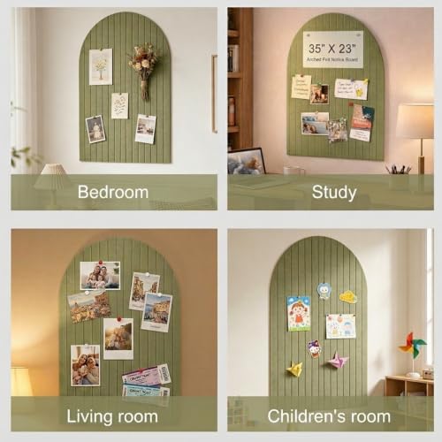 Image of Climberty Large Arched Felt Bulletin Board - Stylish Perfectly Sized 35 inch x 24 inch Cork Board Alternative for Office & Wall Decor-Gray Green