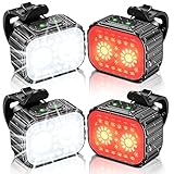 Cuvccn Bike Lights, Rechargeable Bicycle Lights Set Super Bright 8+12 Modes, Waterproof Bike Lights for Night Riding/Cycling Safety, Front and Back...