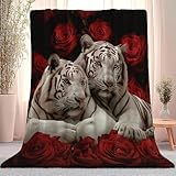 Decke Majestät Tiger Romantik 180 X 200 cm Sherpa Fleece Flauschig Bequeme Warme Wohndecke Weiß Rot Sofa Bett Couch Büro Wohnzimmer Camping Tagesdecke