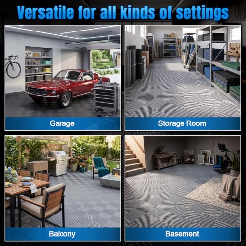 Jocoevol 40-Pcs Interlocking Tile, 15.7 x 15.7in Garage Floor Tiles, Grey by Jocoevol - Used condition - Image 8